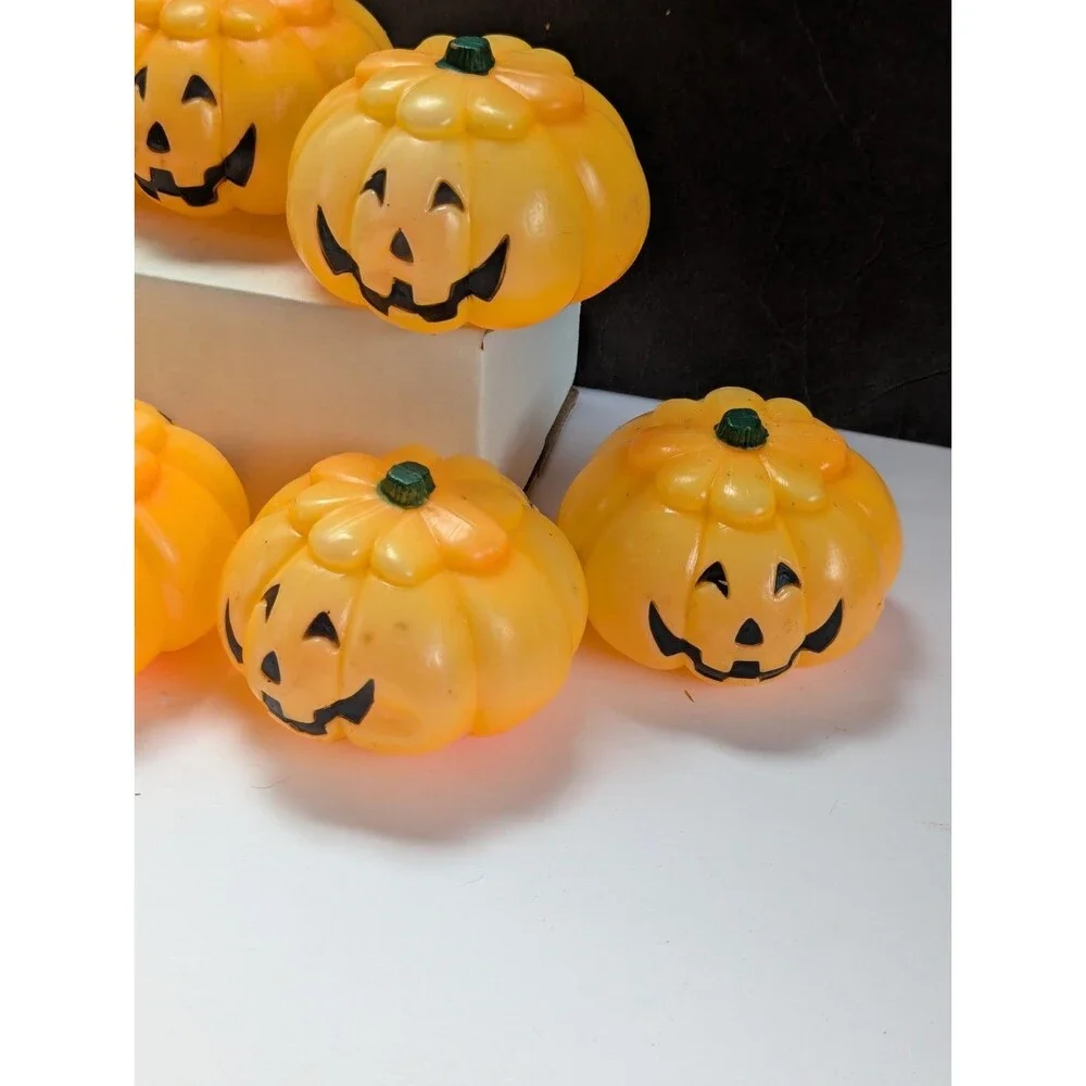Vtg Blow Mold Plastic Jack O Lantern Pumpkin Replacement Light Covers Lot Of 8